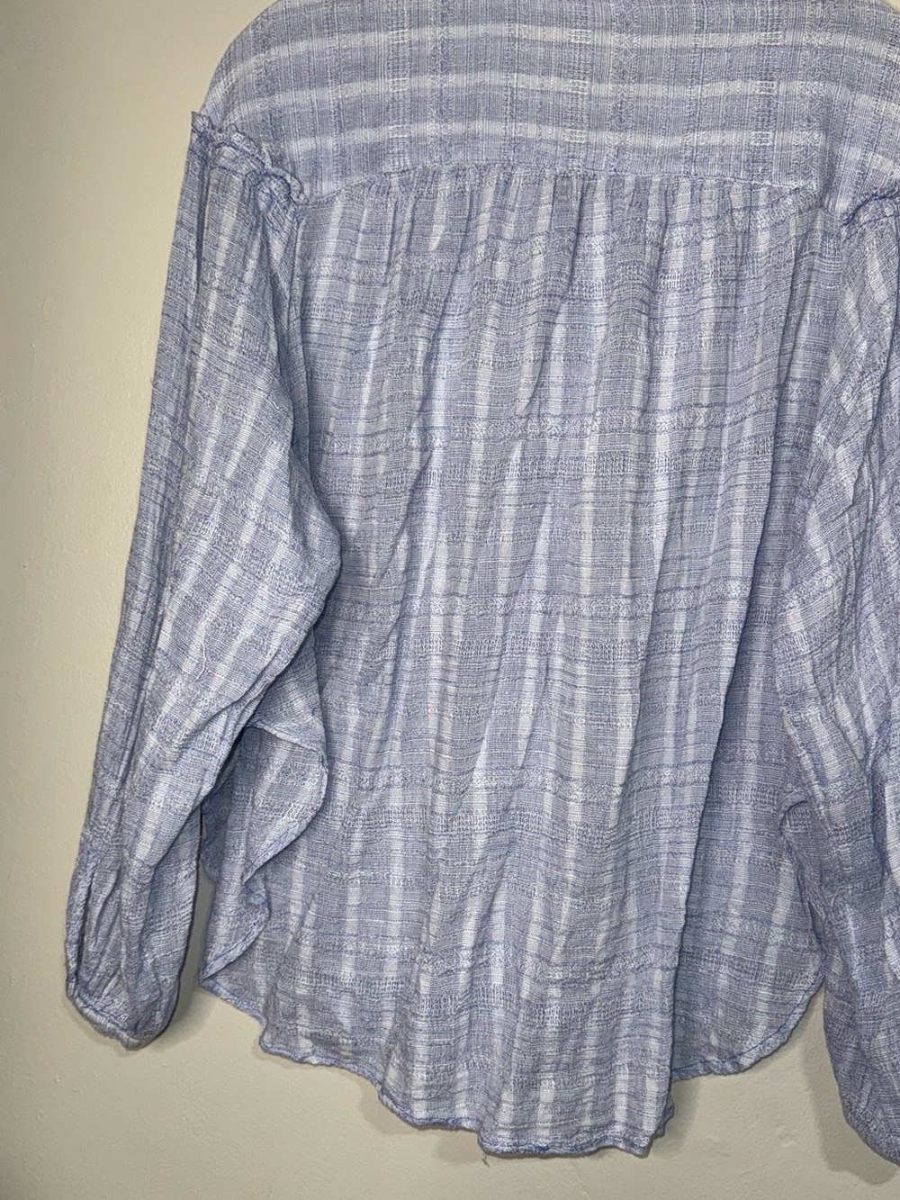 Free People Light Blue & White Striped Button-Down Shirt - Picture 7 of 10